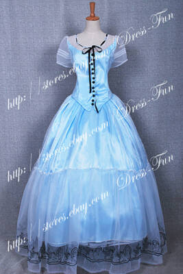 Alice In Wonderland Cosplay Alice Costume Halloween Beautiful Blue Formal  Dress | eBay