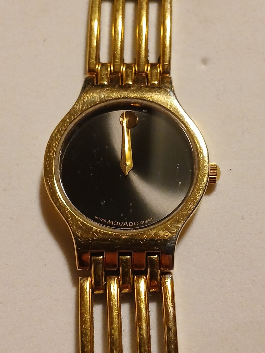Movado Esperanza Black Museum Gold Tone Stainless Steel Swiss