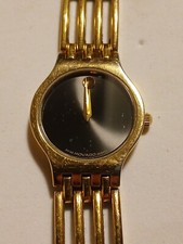 Movado Esperanza Black Museum Gold Tone Stainless Steel Swiss WoMens Watch 5294
