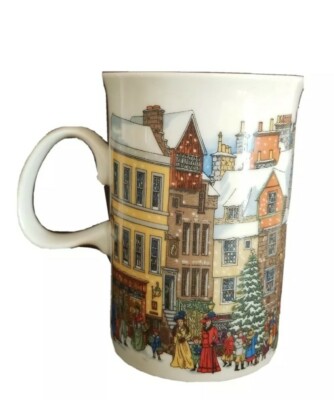 DUNOON England Christmas Past Mug Cup by SUE SCULLARD,Winter Snow Town,Collector