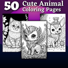 50 Cute Animals Coloring Pages Printable  POD Permit