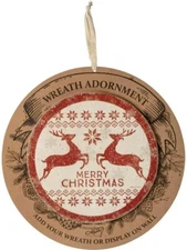 Primitives by Kathy Holiday Wreath Insert Sign Merry Christmas Nordic Deer Decor