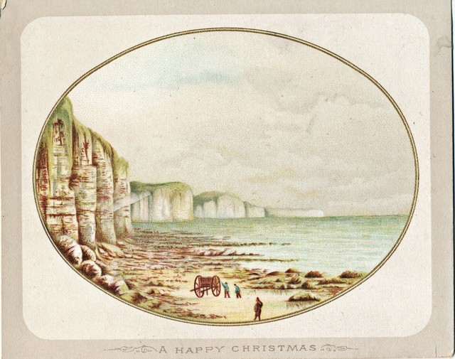 c1890 White Cliffs of Dover Victorian Christmas Card, Poetry on Back eBay