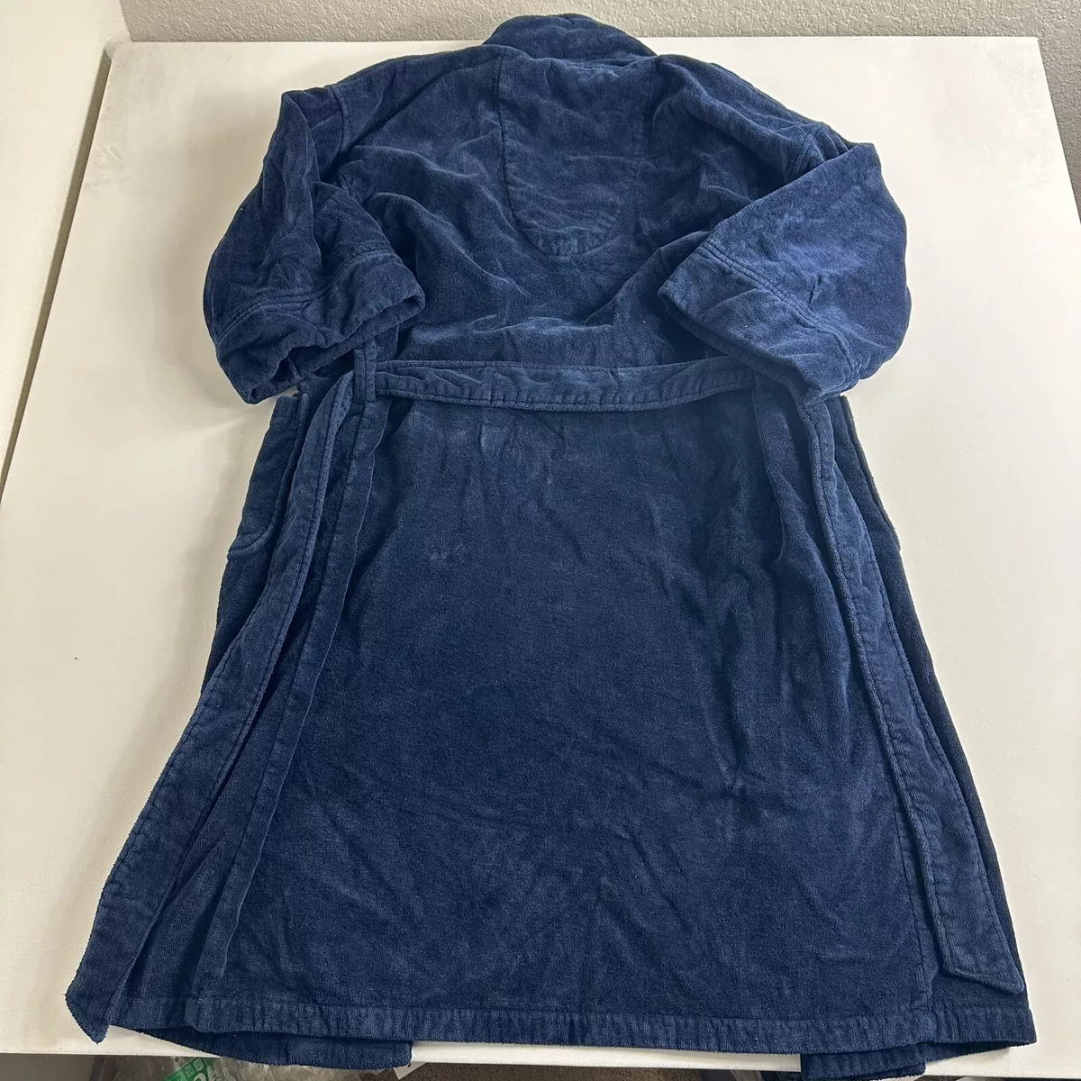 IZOD sleepwear Blue Robe Bathrobe Size Large 100 Cotton Belt