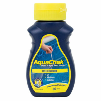 AquaChek 511244A 4-IN-1 Chlorine Swimming Pool and Spa Test Strips- 50pk Exp1/24