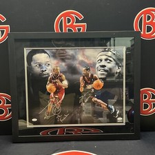 Allen Iverson Steve Francis Autographed Framed 16x20 Photo Signed JSA 76ers