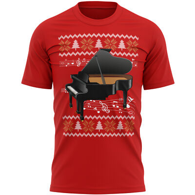 Klavier Weihnachten T-Shirt Instrument Him Percussion Fair Isle Pianist Herren