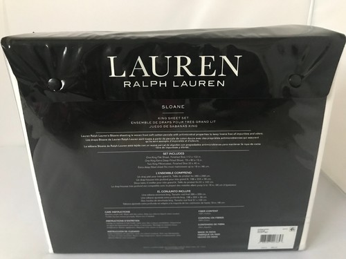Ralph Lauren KING Sloane Solid Sheet Set Antimicrobial 100% Cotton 4PC - Picture 14 of 36