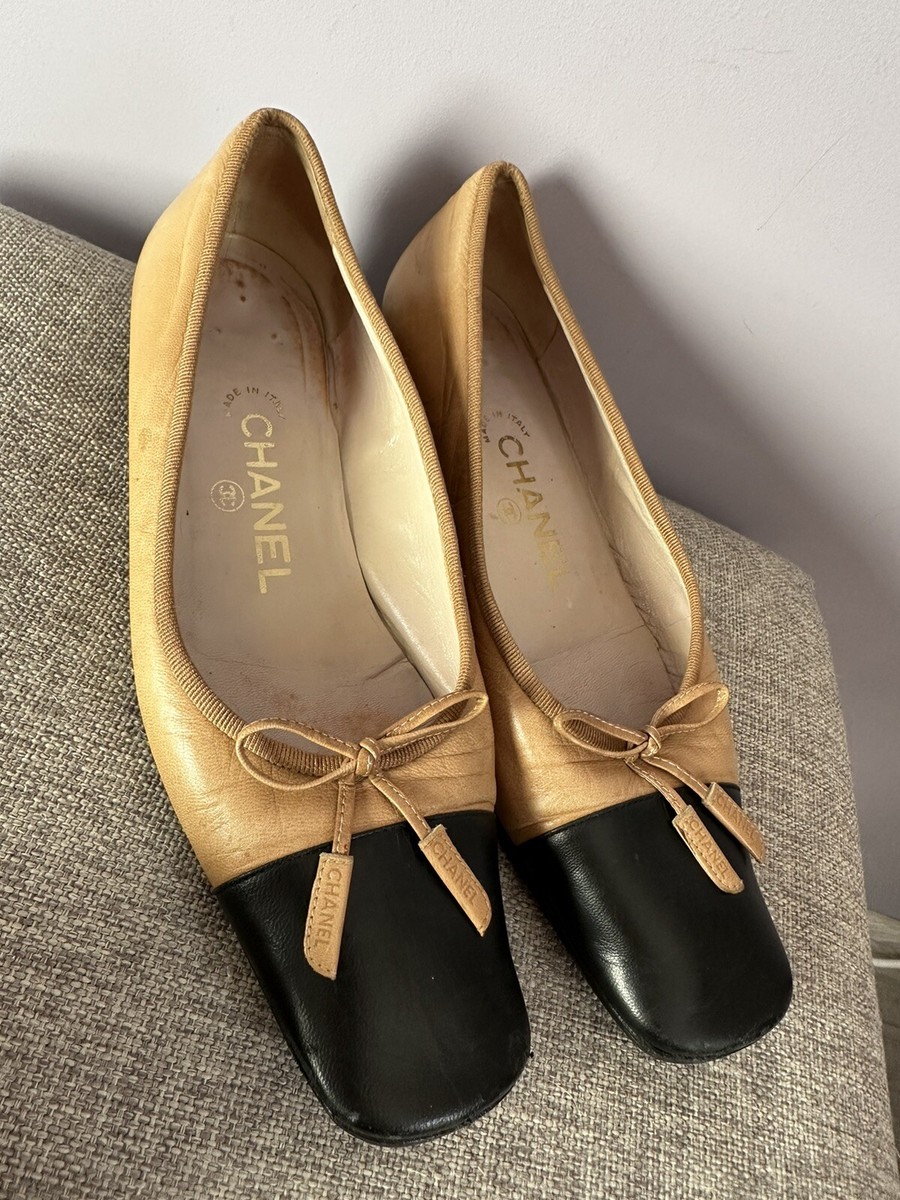 CHANEL ballet shoes バレエシューズ　37 イタリア製 Chanel Vintage Leather Ballet Shoes Square Toe Pointe Eu 37 Us 7
