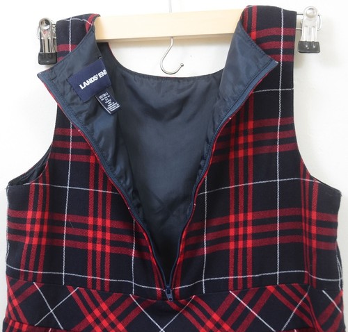 Lands' End Girls 8 PLUS (8+) Uniform Plaid Jumper Navy Plaid School - Picture 8 of 9