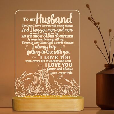 3D Illusion 'I Love You' Night Light Ideal Romantic Gift from Wife to Husband