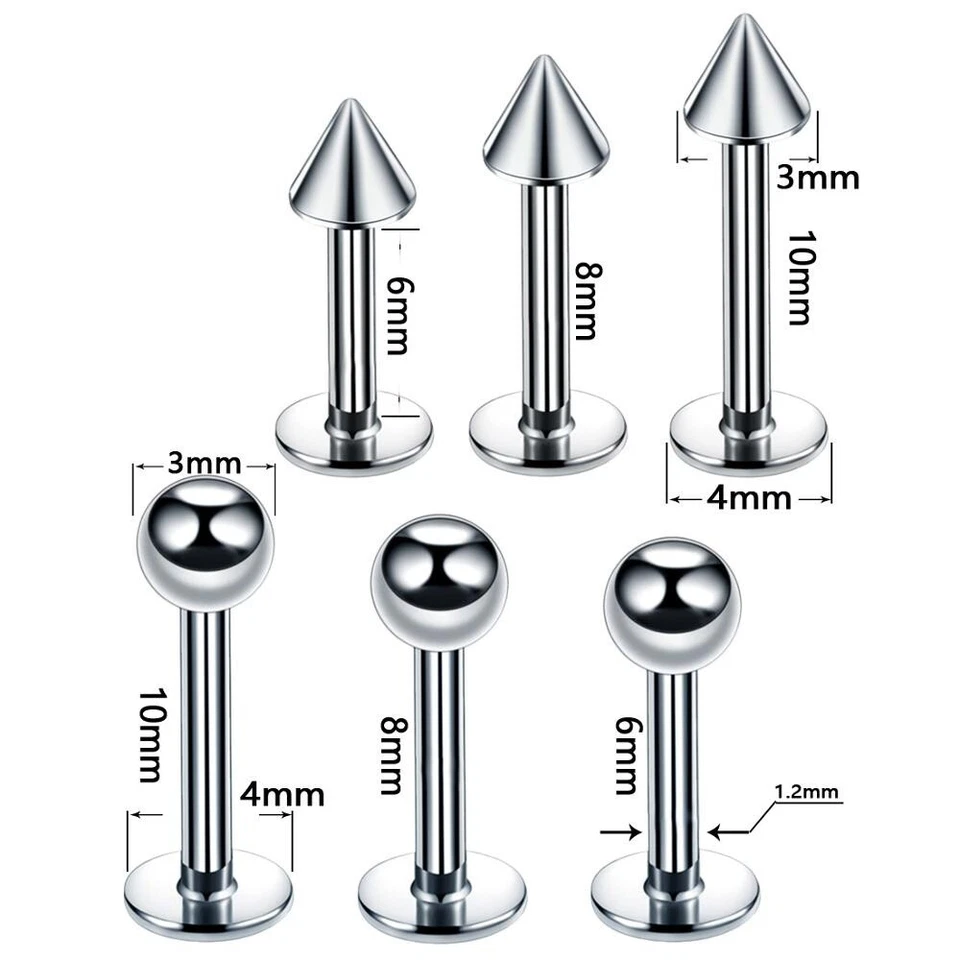 Conjunto de 40 piezas de piercing mixto de acero inoxidable anillo para nariz lengua cejas labret joyería Foto 4 de 4