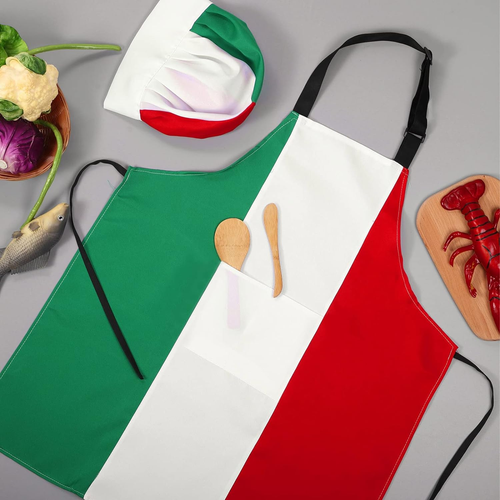 Gorro Y Delantal de Chef Para Mujeres Hombres Hogar Rayas Italianas Para Hornear - Imagen 5 de 7