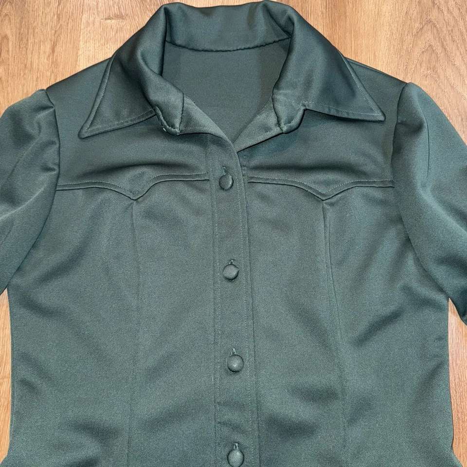 De Colección Años 60 70 Traje de Ocio Mujer Chaqueta Grande Pantalones Pierna Acampanada 32 x 27 Disco Mod Foto 3 de 4