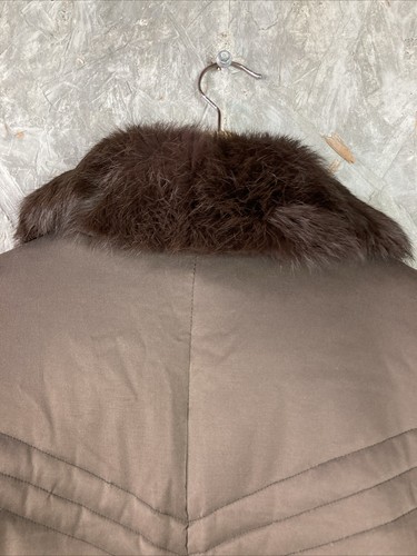 Blanc Noir Puffer Jacket Junior Size L Brown Fur Collar Zip Cuff - 第 10/14 張圖片