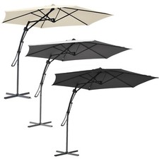 3 Metre Steel Push Up Standing Parasol With Base Garden Patio Outdoor Sunbathe