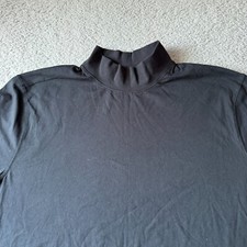 NEW L.L. Bean T Shirt Mens Large Black Traditional Fit Mock Neck Long Sleeves