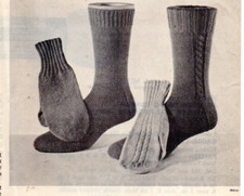 CABLE OR PLAIN SOCKS AND MITTENS KNITTING  PA...
