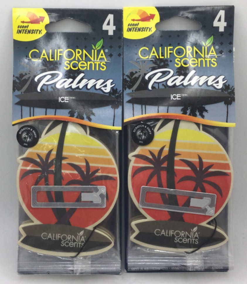 California Scents Palms Hanging Air Fresheners, Ice, 2 Pack (8 Palms)