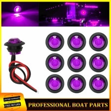 10X Purple Marker Lights 3/4"Round LED Truck Trailer Side Bullet Light Indicator