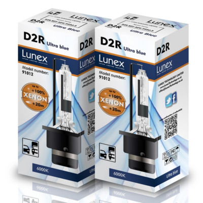 2 x D2R Genuine LUNEX CAR XENON LAMPS REPLACEMENT FOR PHILIPS GE OSRAM  6000K