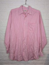 Peter Millar Shirt Men's XL White/Pink Check Dress Button Up/Down 100 Cotton