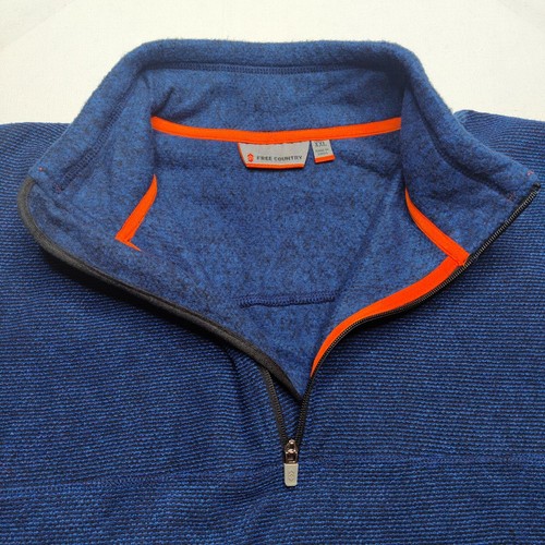 Free Country Men 2XL Bright Blue Layered Textured 1/4 Zip Pullover NEW - Picture 4 of 11