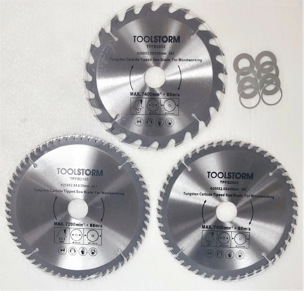 3PC Circular Saw Blades 200mm 24T 48T 60Teeth Fit OZITO 800W Table Saw TSB 0808