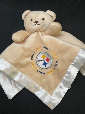 Pittsburgh Steelers Lovey Security Blanket Bear Tan Satin Soft