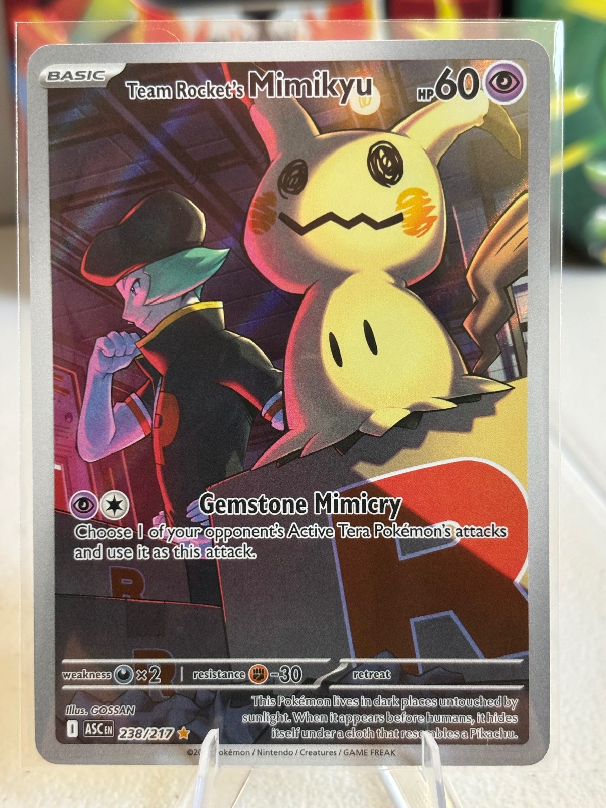 Team Rocket's Mimikyu 238/217 Illustration Rare Ascended Heroes Pokemon Holo NM