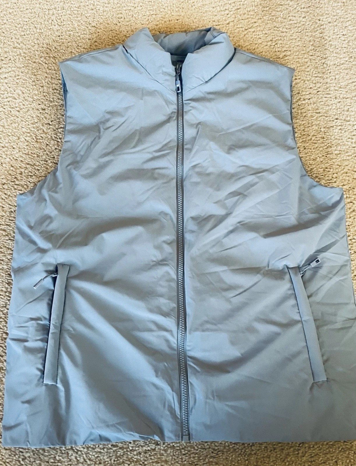 32 Degrees Vest Mens M Blue Gray Heat Cool Puffer Insulated Full Zip Pockets