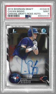 CAVAN BIGGIO  2016 Bowman Draft Chrome #CDA-CB  1ST AUTOGRAPH  PSA 9  Blue Jays