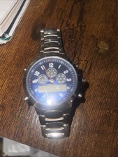 Avon Orologio da Polso Uomo Analogico Digitale Cronografo Link Acciaio Inox, Confezione Regalo