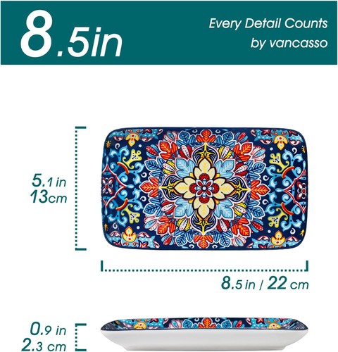 Juego de 6 platos de ensalada de cerámica vancasso Simi - 8,5 pulgadas, multicolor - Imagen 2 de 8