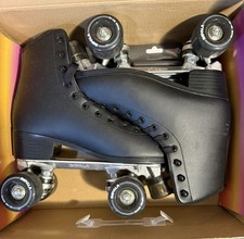 IMPALA Unisex Black PVC Quad Roller Skates Sz W-US 10, M-US 8 Exc Cond wBox Pads