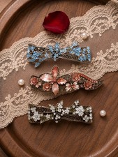 Vintage Style Floral and Butterfly Hair Barrette Set 3-Pack