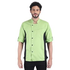 Unisex Chef Jacket Asymmetrical Design Snap Buttons and Side Mesh