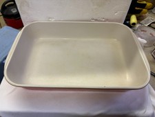 Vintage Orange Le Creuset Cast Iron Enamel Lasagna Pan/Baking Dish Wire Handles
