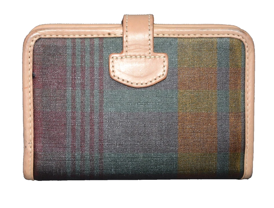 MULBERRY Plaid Pocket Leather Planner 6 Rings Made in England Credit Card Slots - Image 3 of 4