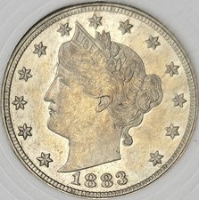 Toned1883 No Cents Liberty Head V Nickel BU MS++