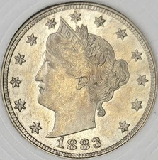 Toned1883 No Cents Liberty Head V Nickel BU MS++
