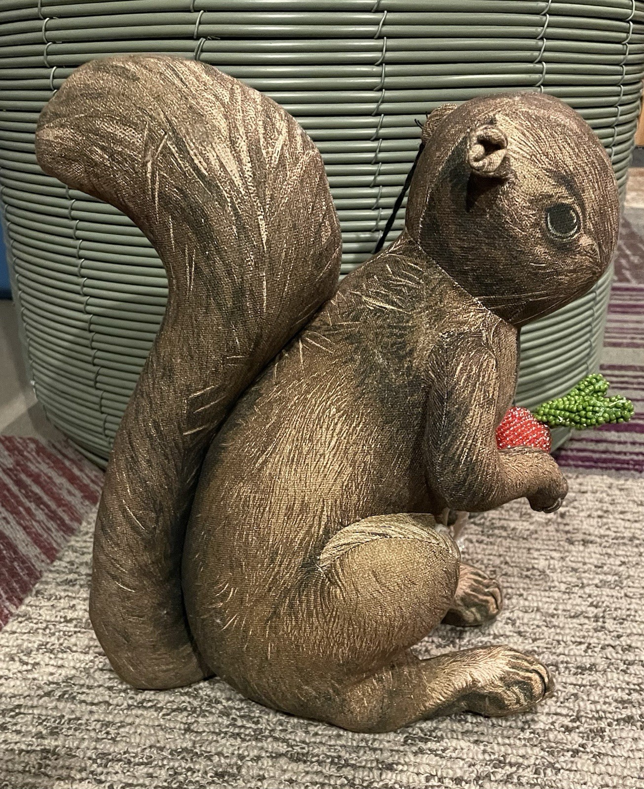 John Derian Target Thanksgiving Plush 11” Squirrel Holding Radish Pillow NEW HTF