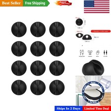 12PCS Black Cord Organizer - Self-Adhesive Cable Holders for Tidy Spaces