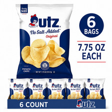 Utz Original No Salt Added Potato Chips Family Size 7.75 Oz Gluten Free Kosher