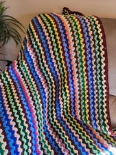 Crochet Afghan Throw Lap Blanket Handmade 53 X 38 in. Multi Colored.
