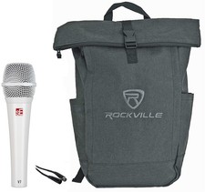 Se Electronics V7 White Handheld Dynamic Microphone Vocal Mic Cable Backpack