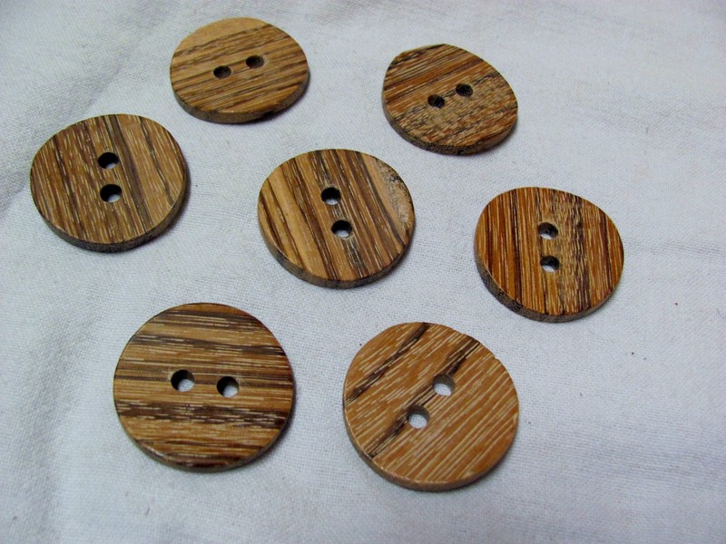 Lot of 7 Exotic Wood Curved Buttons Oversize Holes NEW Unusual Statement Buttons