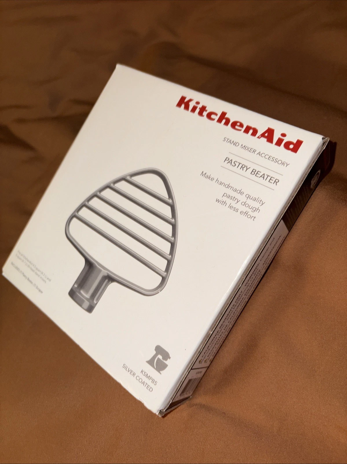 KitchenAid Pastry Beater Silver W/ Scraper for 4.5 QT & 5 QT Stand Mixer KSMPB5