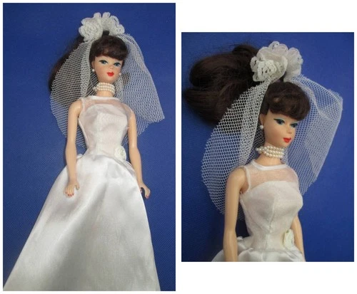 Vintage Barbie Clothes ~❤️~ White Wedding Gown and Veil #387