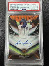 2023 Bowman Inception Jace Jung Orange Foil Autograph /25 PSA 9 Tigers 